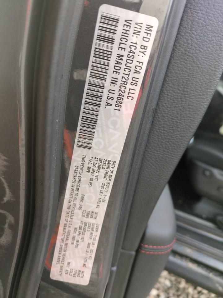 2024 DODGE DURANGO R/T VIN:1C4SDJCT2RC246861