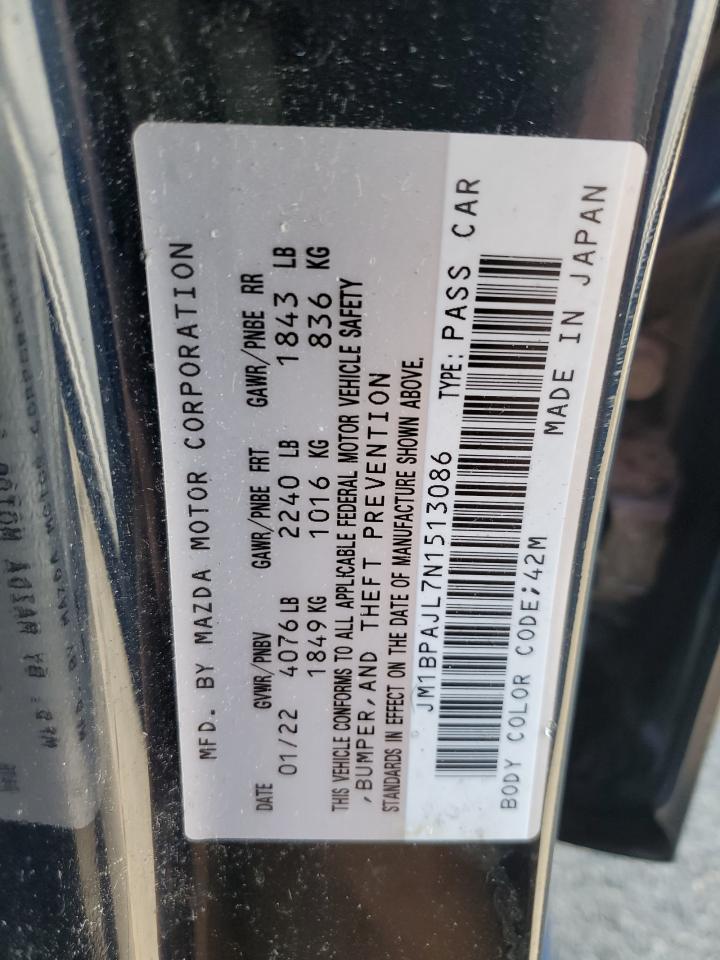 2022 MAZDA 3  VIN:JM1BPAJL7N1513086