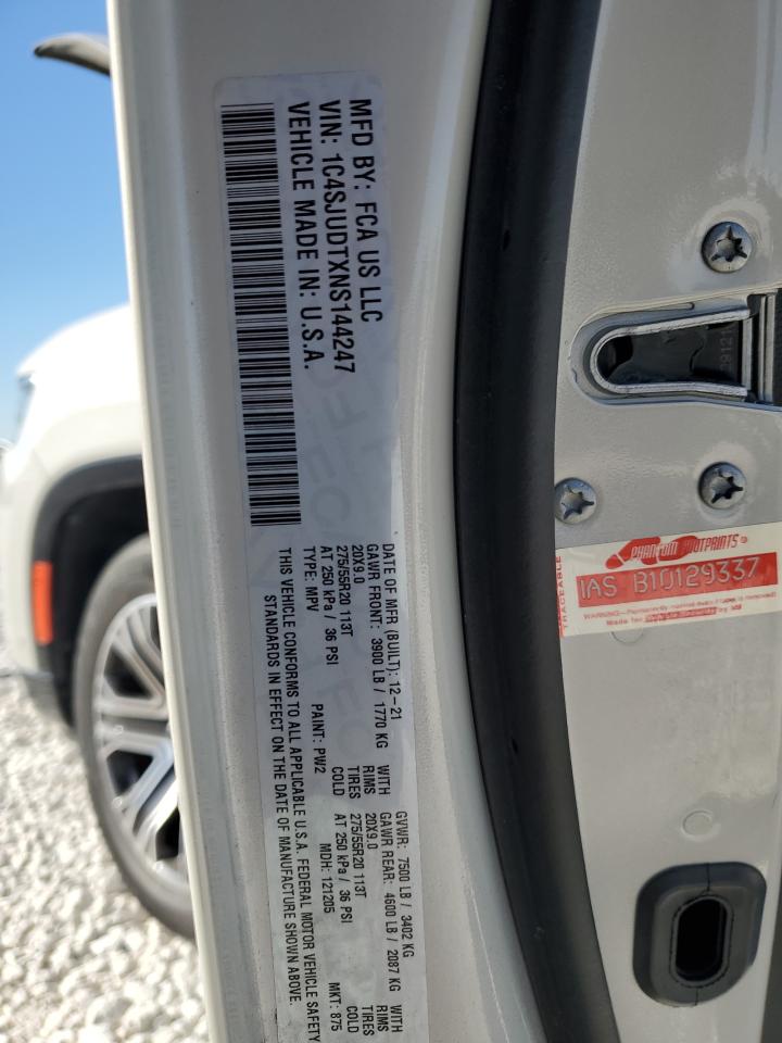 2022 JEEP WAGONEER SERIES III VIN:1C4SJUDTXNS144247