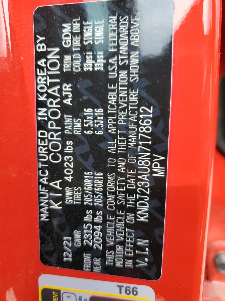 2022 KIA SOUL LX VIN:KNDJ23AU8N7178612