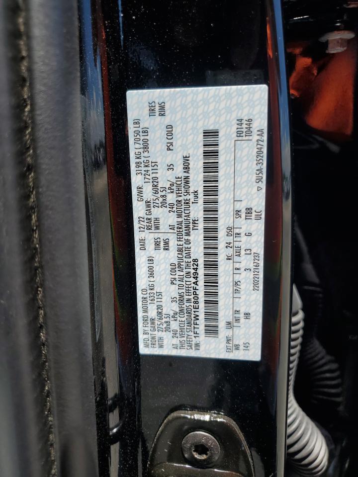 2023 FORD F150 SUPERCREW VIN:1FTFW1E80PFA49428
