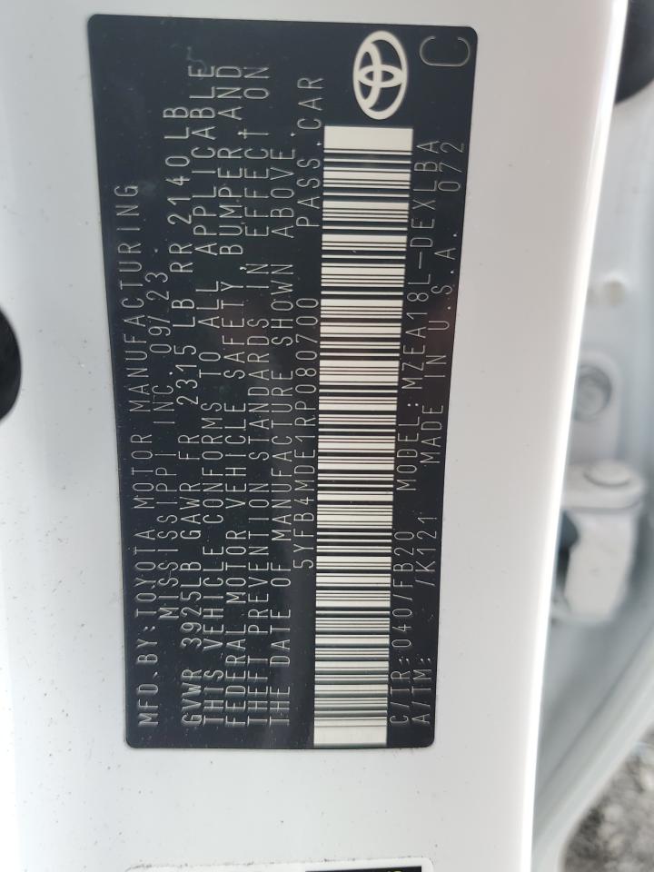 2024 TOYOTA COROLLA LE VIN:5YFB4MDE1RP080700