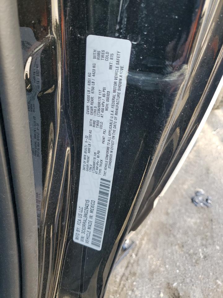 2022 RAM 3500 TRADESMAN VIN:3C63RRAL9NG294315