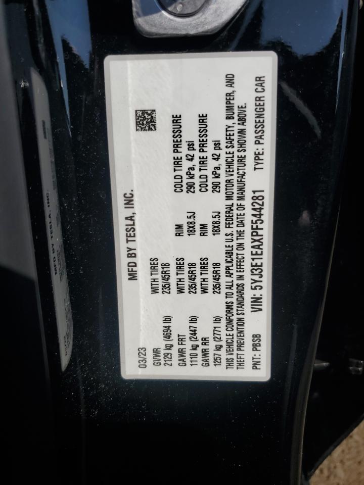 2023 TESLA MODEL 3  VIN:5YJ3E1EAXPF544281