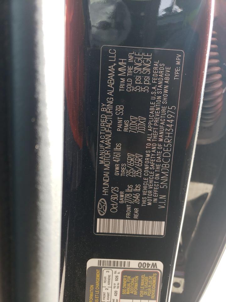 2024 HYUNDAI TUCSON SEL VIN:5NMJBCDE5RH344975