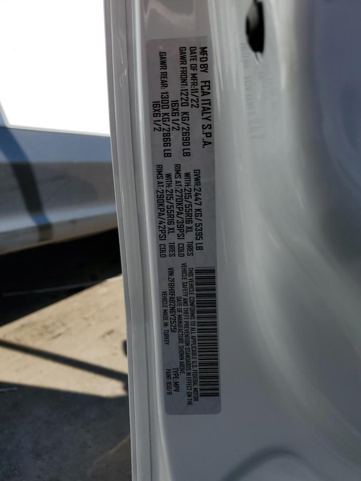 2022 RAM PROMASTER CITY TRADESMAN VIN:ZFBHRFAB2N6Y25251