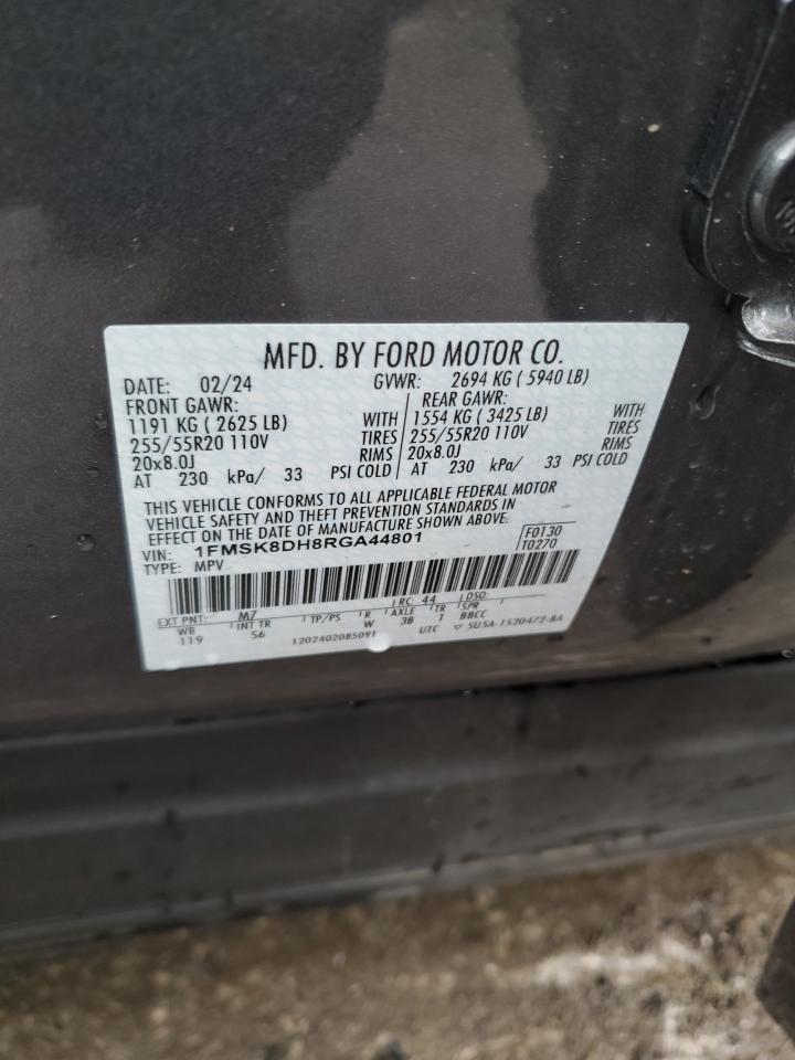 2024 FORD EXPLORER XLT VIN:1FMSK8DH8RGA44801