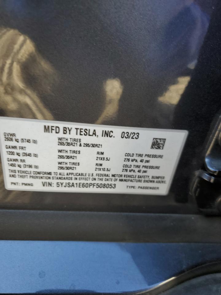 2023 TESLA MODEL S  VIN:5YJSA1E60PF508053