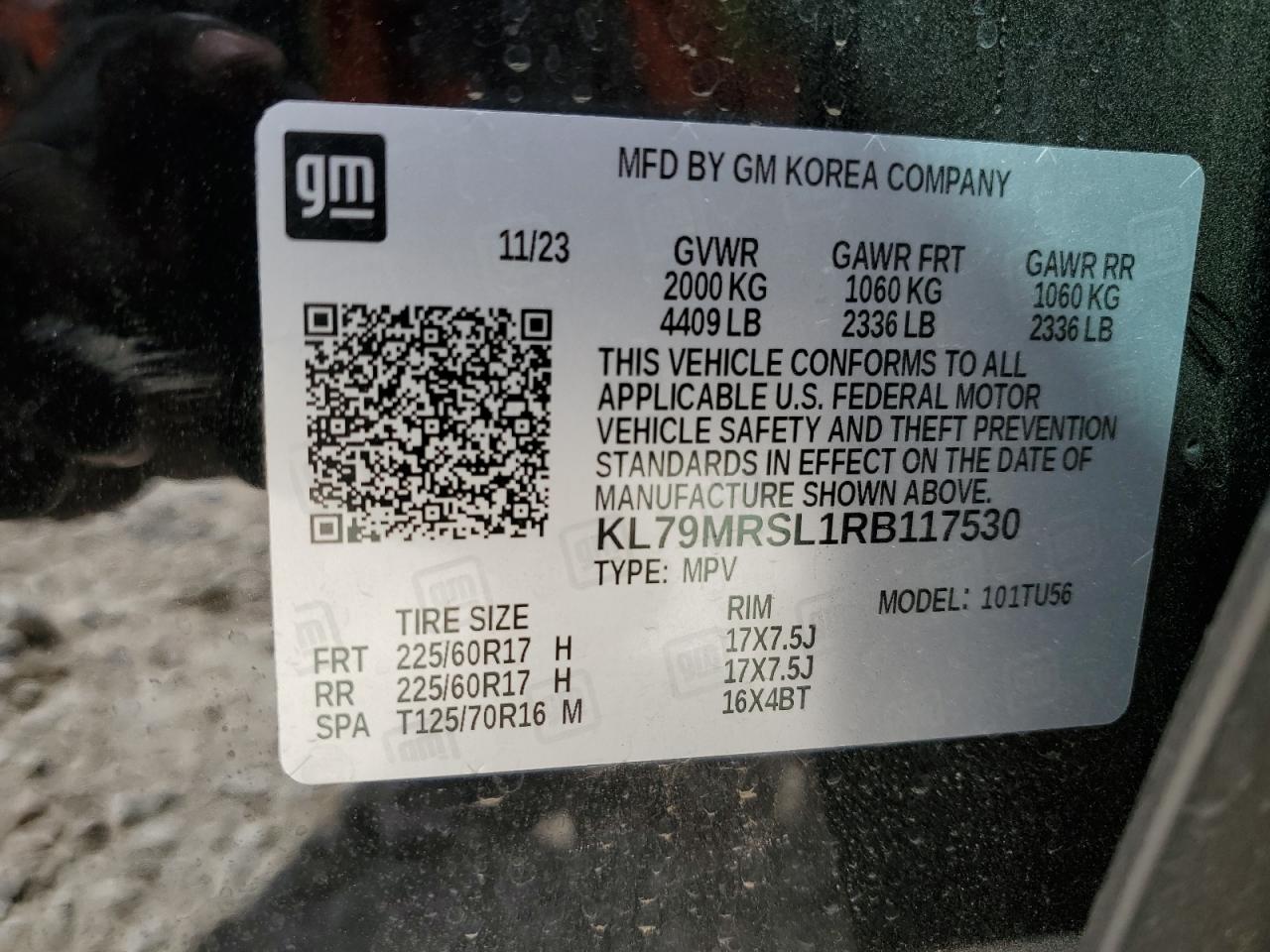 2024 CHEVROLET TRAILBLAZER LT VIN:KL79MRSL1RB117530