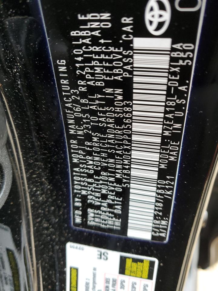 2023 TOYOTA COROLLA LE VIN:5YFB4MDEXPP056683