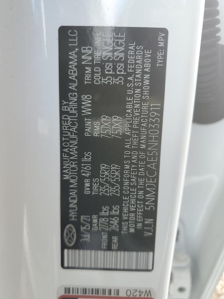 2022 HYUNDAI TUCSON LIMITED VIN:5NMJECAE5NH033911