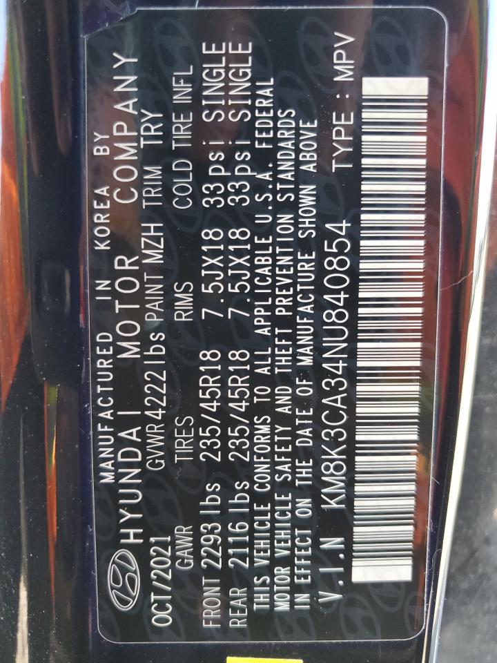 2022 HYUNDAI KONA N LINE VIN:KM8K3CA34NU840854