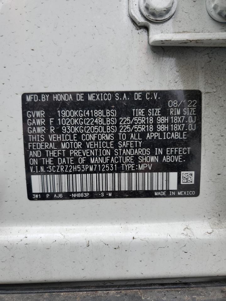 2023 HONDA HR-V SPORT VIN:3CZRZ2H53PM712531