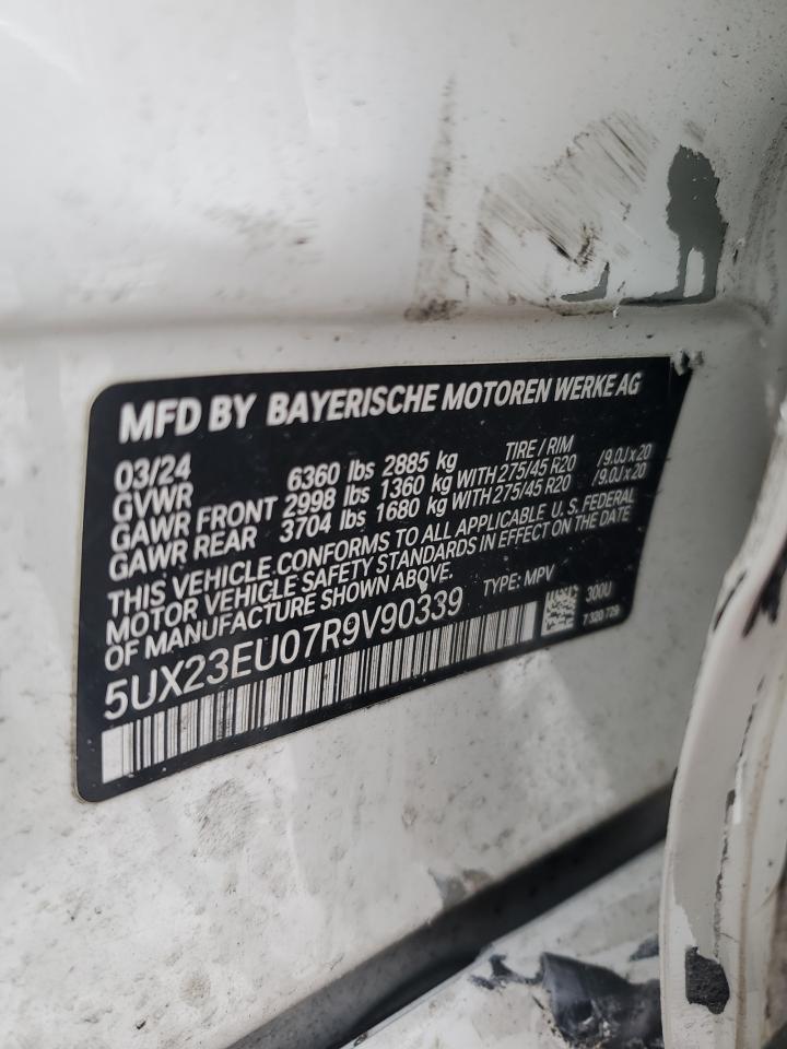 2024 BMW X5 XDRIVE40I VIN:5UX23EU07R9V90339