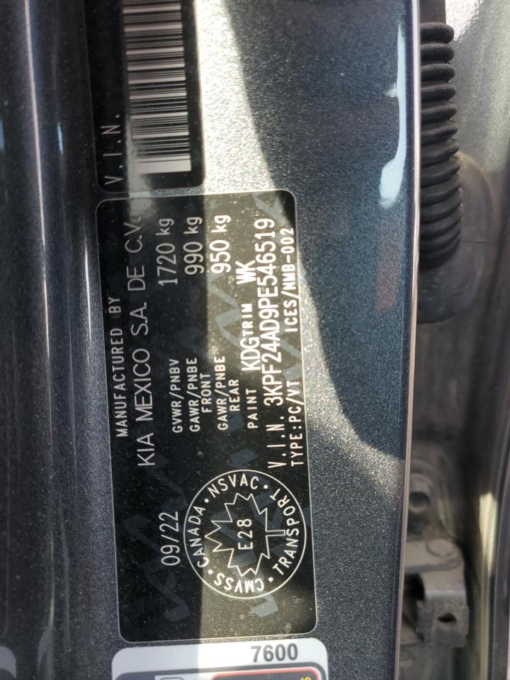 2023 KIA FORTE LX VIN:3KPF24AD9PE546519