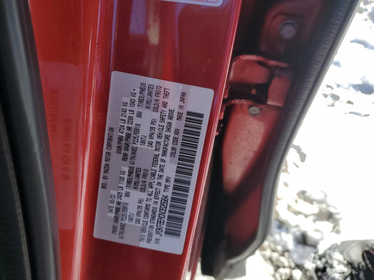 2022 MAZDA CX-5 PREMIUM PLUS VIN:JM3KFBEM0N0626984