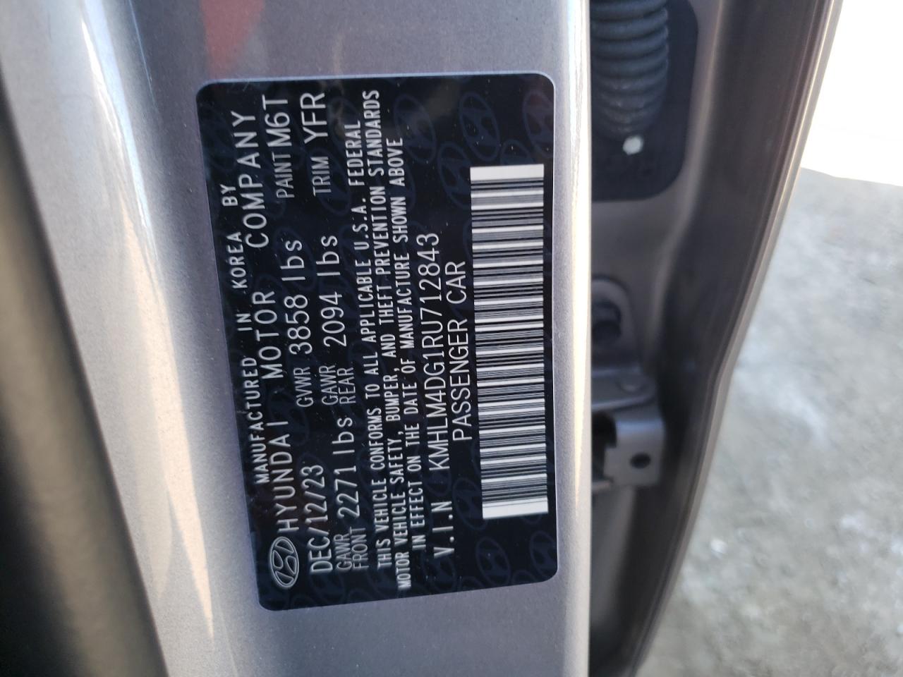 2024 HYUNDAI ELANTRA SEL VIN:KMHLM4DG1RU712843