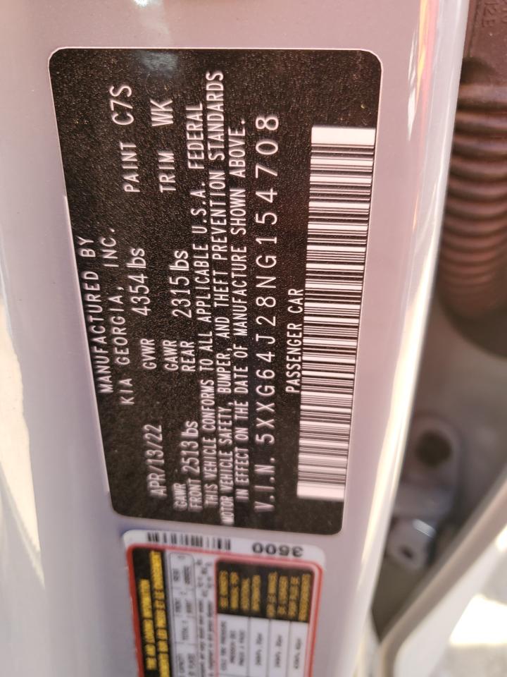 2022 KIA K5 GT LINE VIN:5XXG64J28NG154708