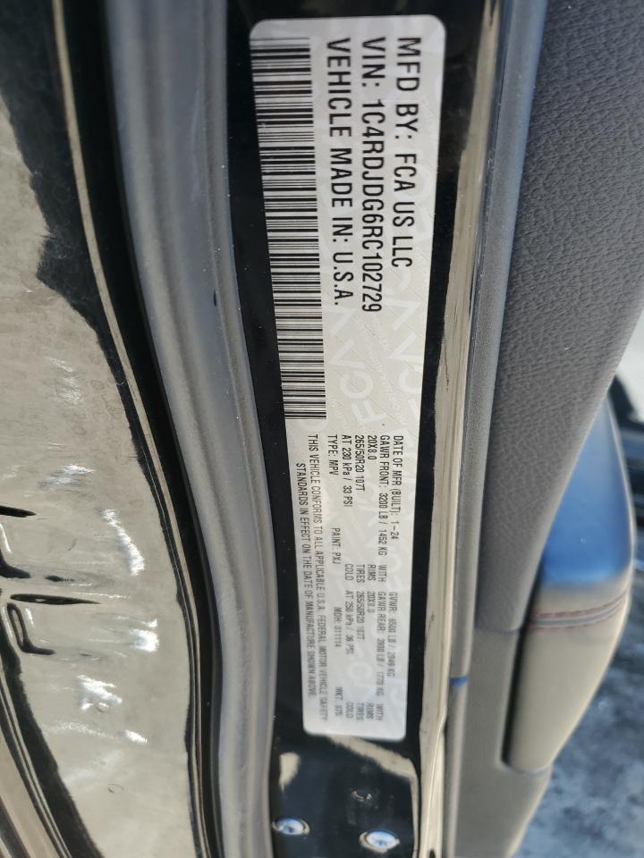 2024 DODGE DURANGO GT VIN:1C4RDJDG6RC102729