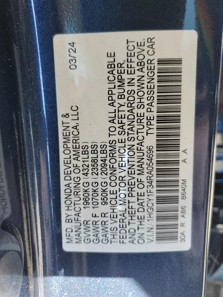 2024 HONDA ACCORD EX VIN:1HGCY1F34RA054696