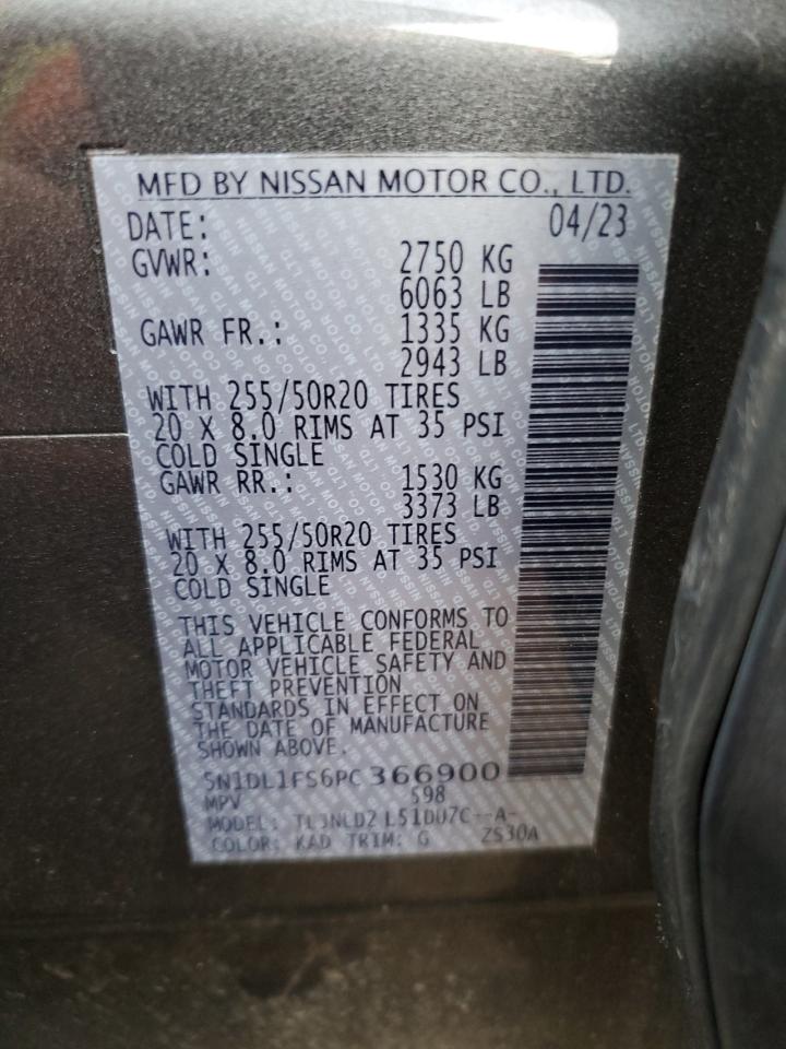 2023 INFINITI QX60 LUXE VIN:5N1DL1FS6PC366900