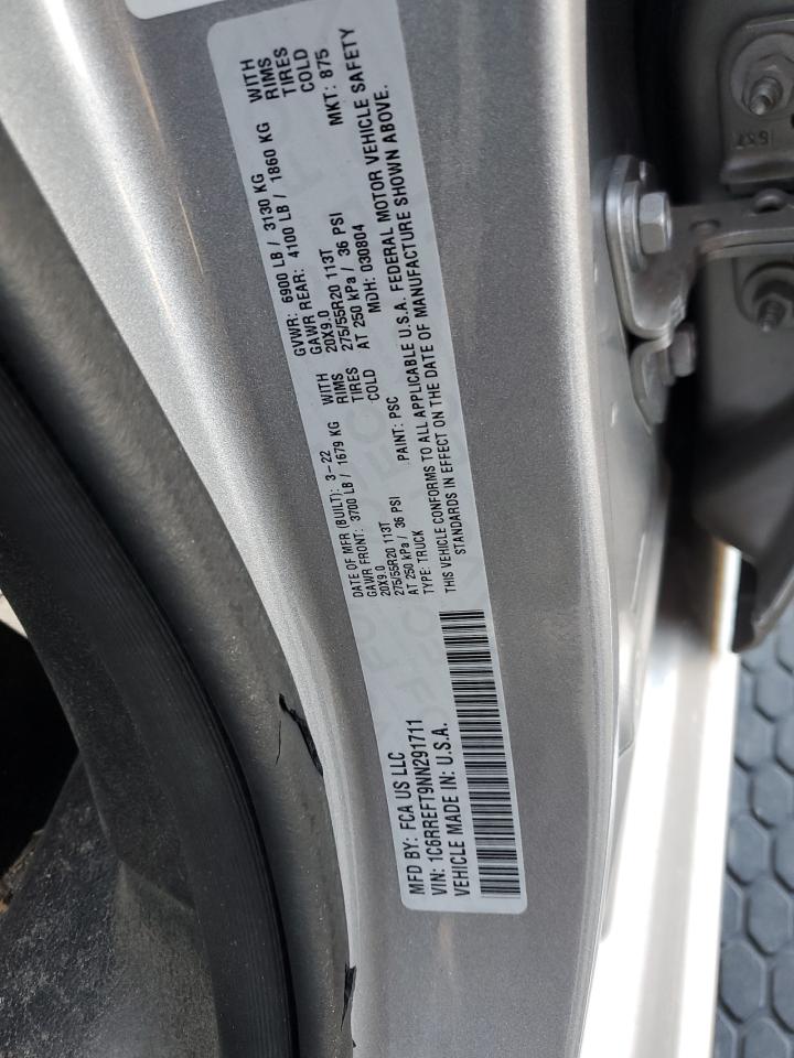 2022 RAM 1500 BIG HORN/LONE STAR VIN:1C6RREFT9NN291711