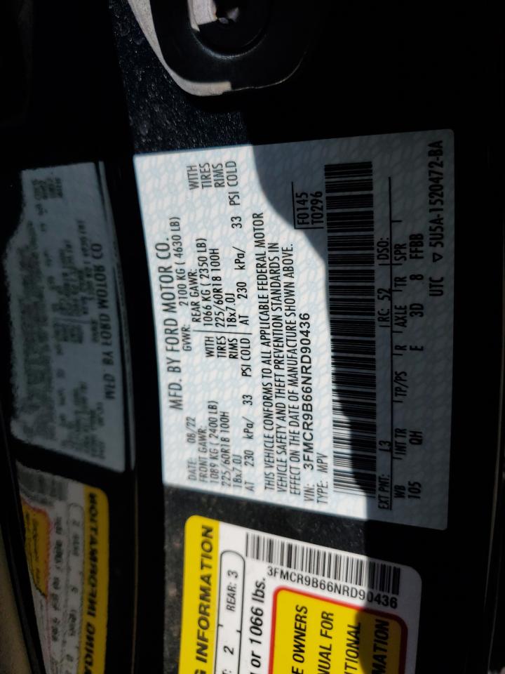 2022 FORD BRONCO SPORT BIG BEND VIN:3FMCR9B66NRD90436