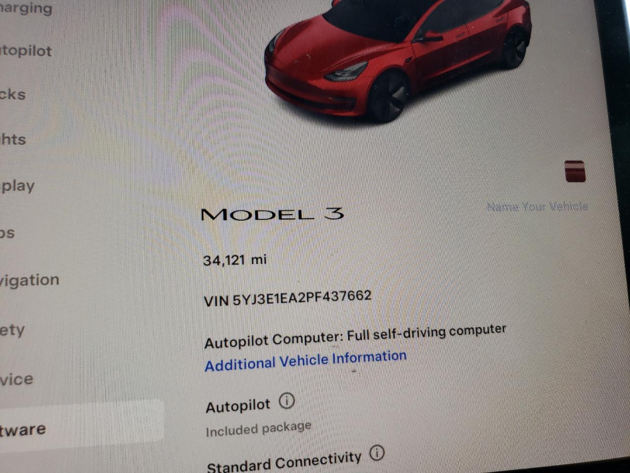 2023 TESLA MODEL 3  VIN:5YJ3E1EA2PF437662