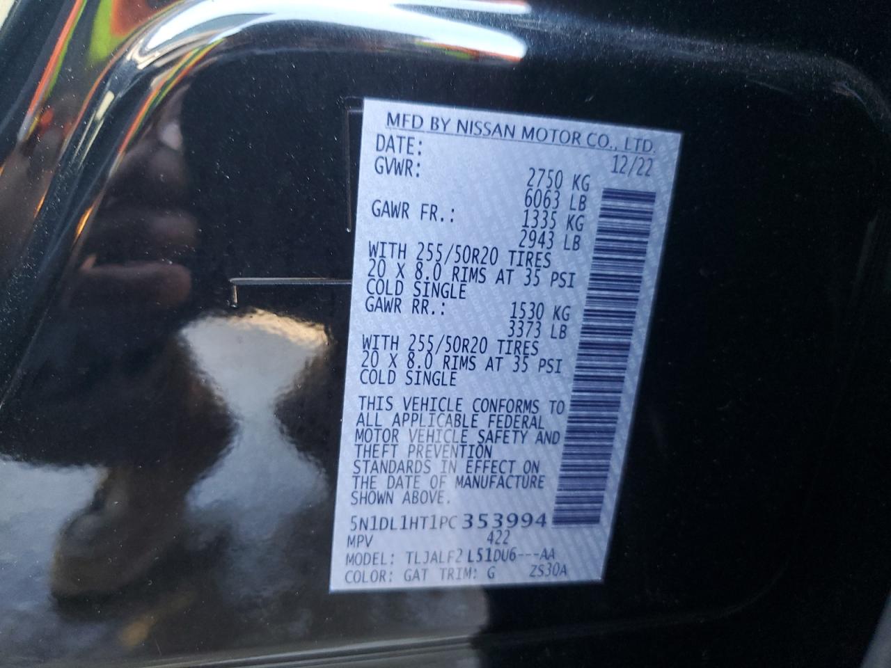 2023 INFINITI QX60 AUTOGRAPH VIN:5N1DL1HT1PC353994