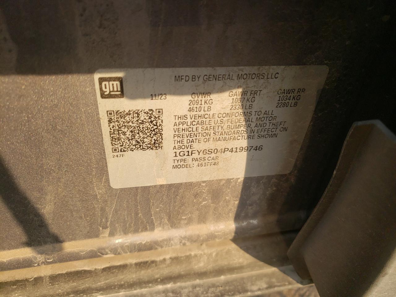 2023 CHEVROLET BOLT EUV LT VIN:1G1FY6S04P4199746