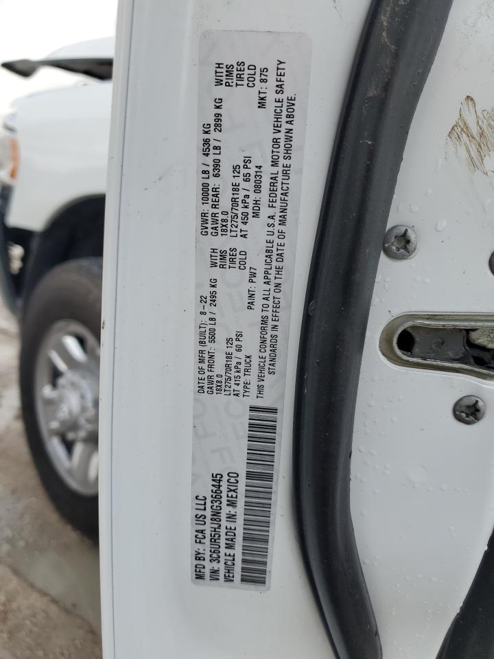2022 RAM 2500 TRADESMAN VIN:3C6UR5HJ8NG366445