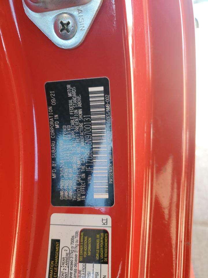 2022 SUBARU BRZ LIMITED VIN:JF1ZDBE15N9700131