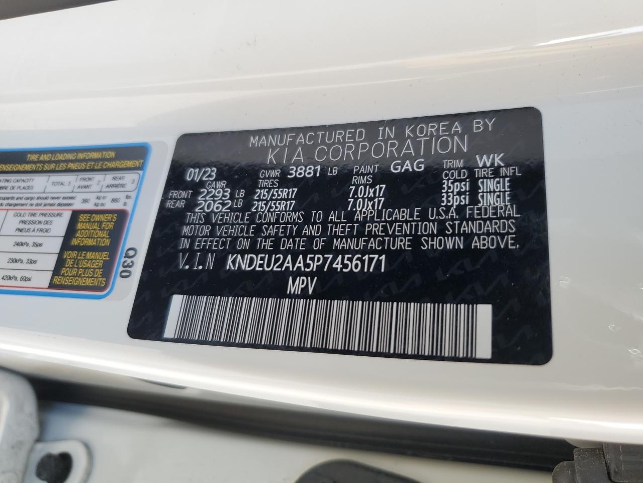 2023 KIA SELTOS S VIN:KNDEU2AA5P7456171