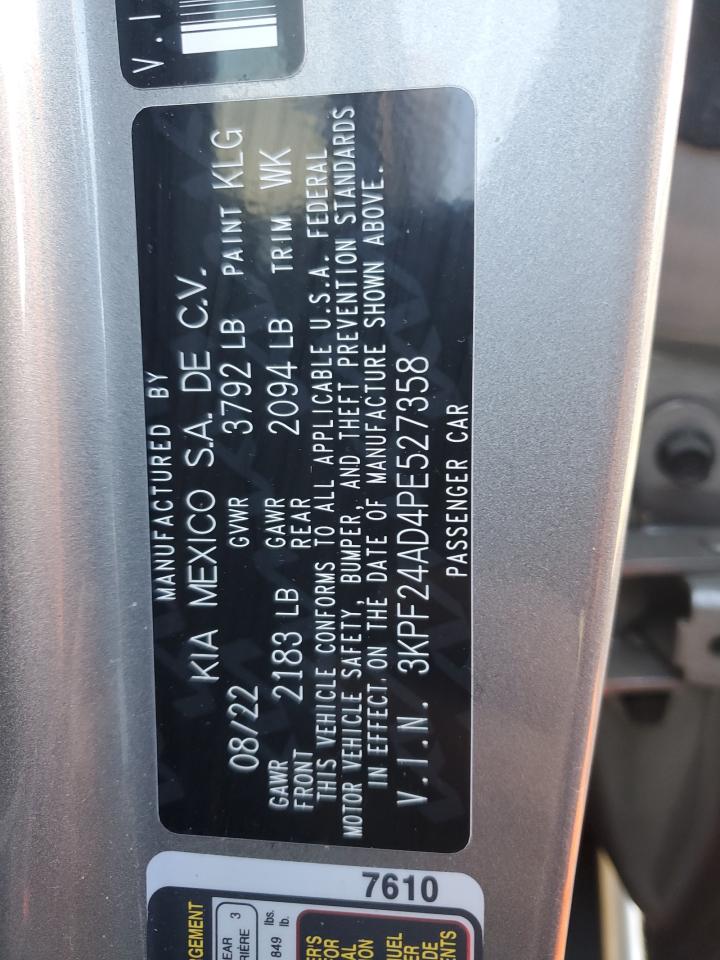 2023 KIA FORTE LX VIN:3KPF24AD4PE527358