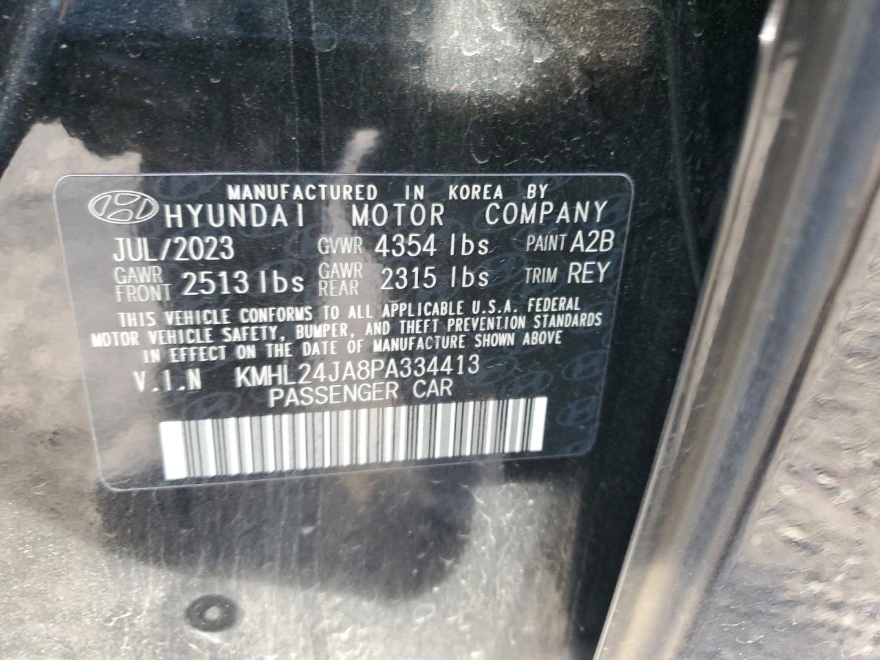 2023 HYUNDAI SONATA SE VIN:KMHL24JA8PA334413
