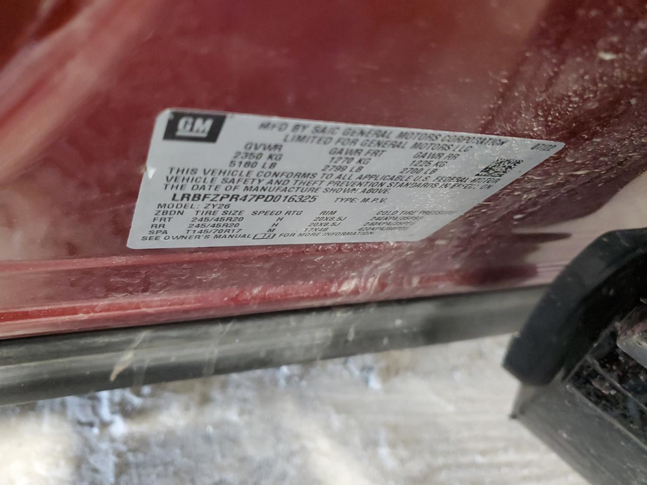 2023 BUICK ENVISION ESSENCE VIN:LRBFZPR47PD016325