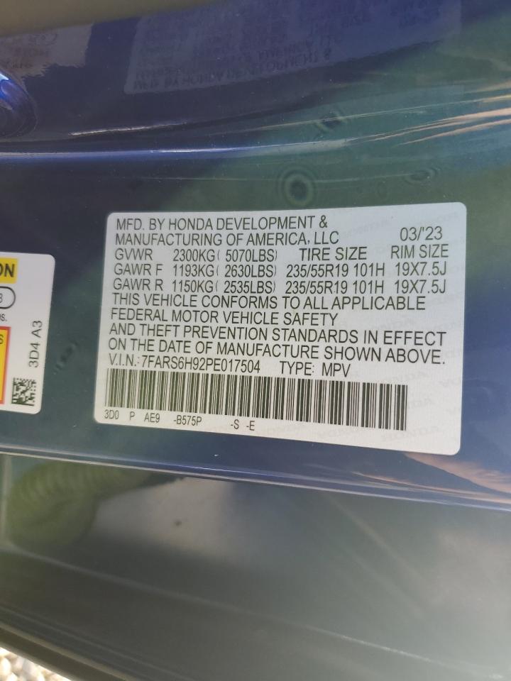 2023 HONDA CR-V SPORT TOURING VIN:7FARS6H92PE017504