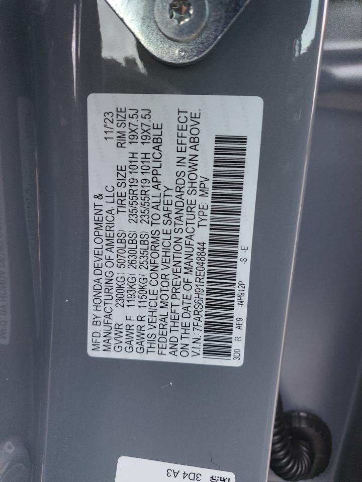 2024 HONDA CR-V SPORT TOURING VIN:7FARS6H91RE048844