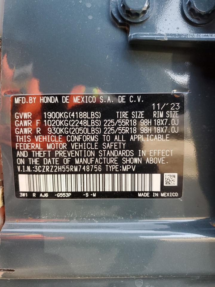 2024 HONDA HR-V SPORT VIN:3CZRZ2H55RM748756