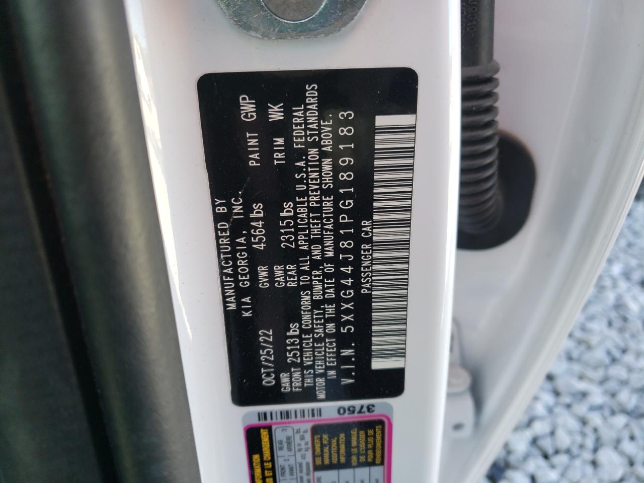 2023 KIA K5 GT VIN:5XXG44J81PG189183