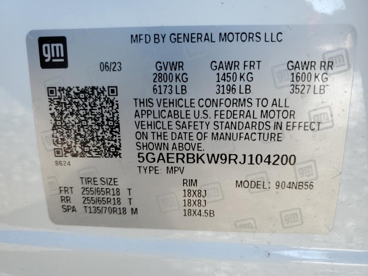 2024 BUICK ENCLAVE ESSENCE VIN:5GAERBKW9RJ104200
