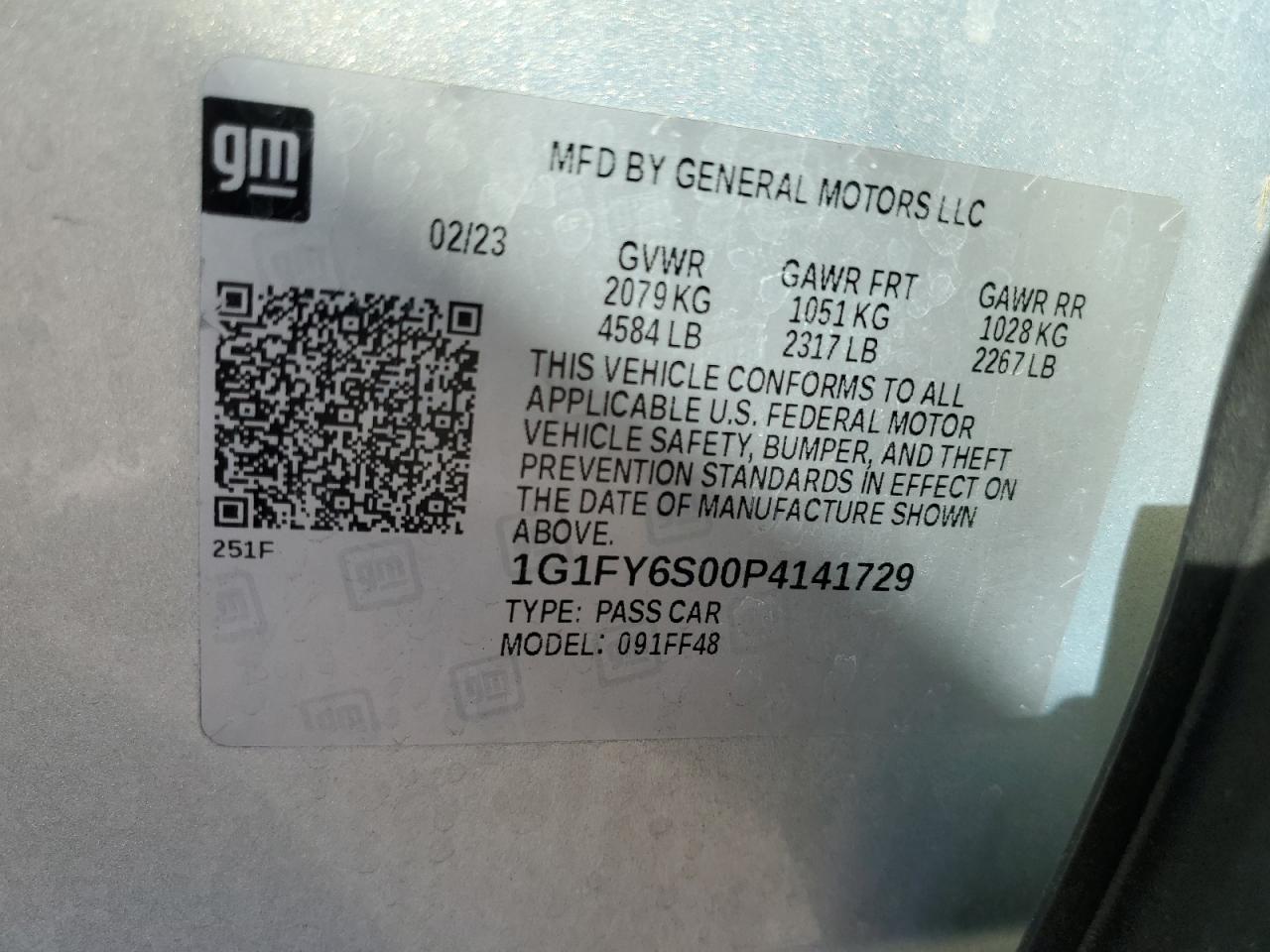 2023 CHEVROLET BOLT EUV LT VIN:1G1FY6S00P4141729