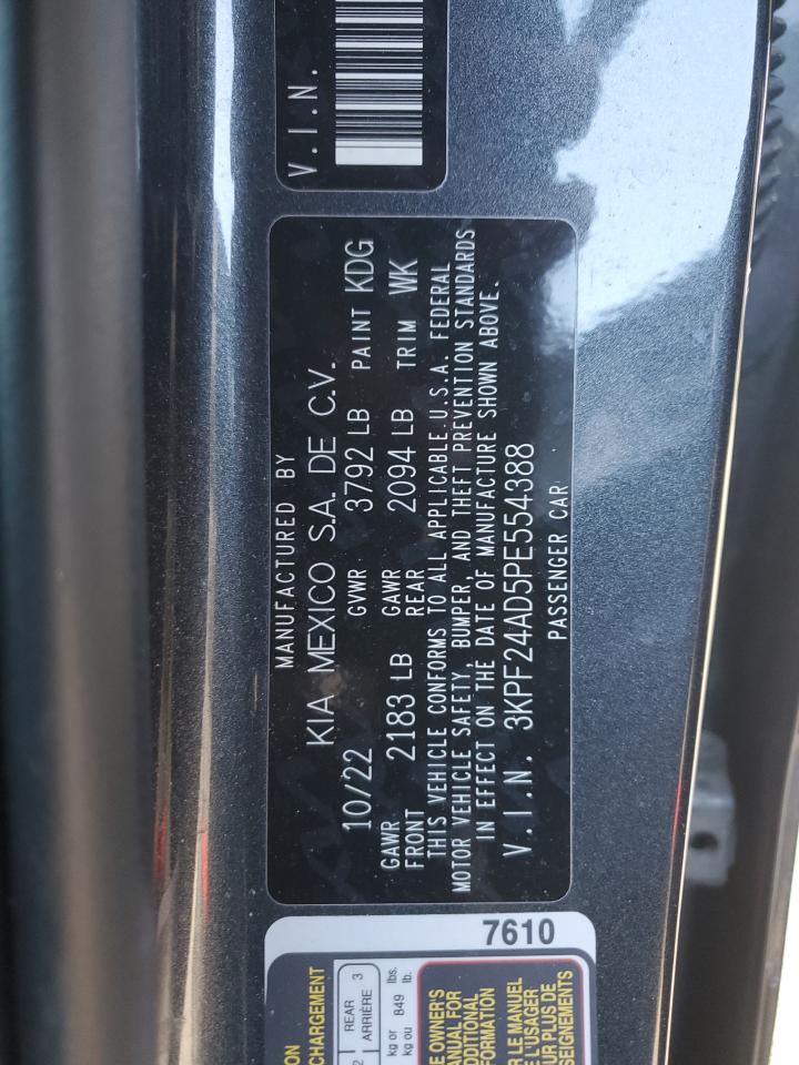 2023 KIA FORTE LX VIN:3KPF24AD5PE554388