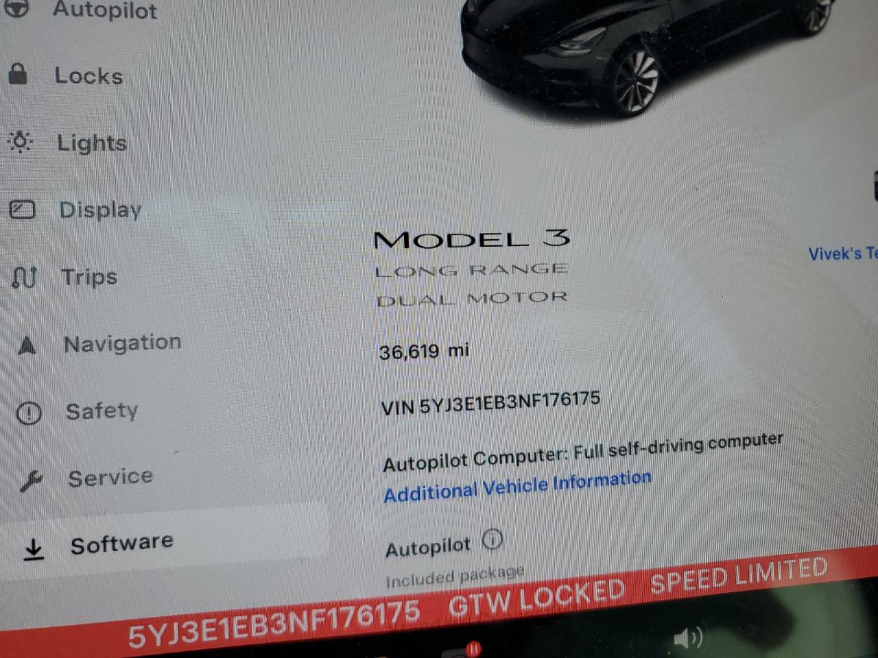 2022 TESLA MODEL 3  VIN:5YJ3E1EB3NF176175