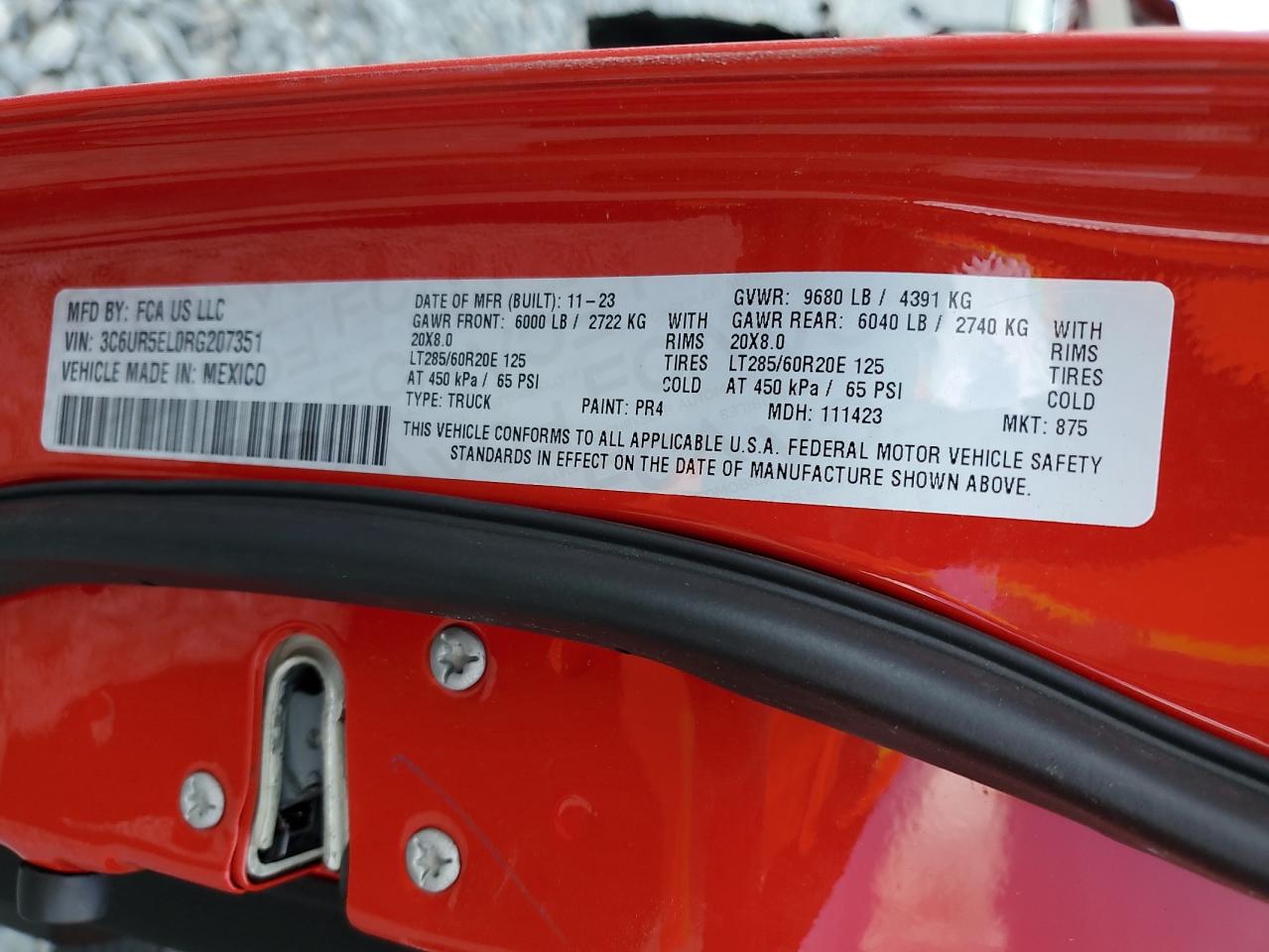 2024 RAM 2500 POWERWAGON VIN:3C6UR5EL0RG207351