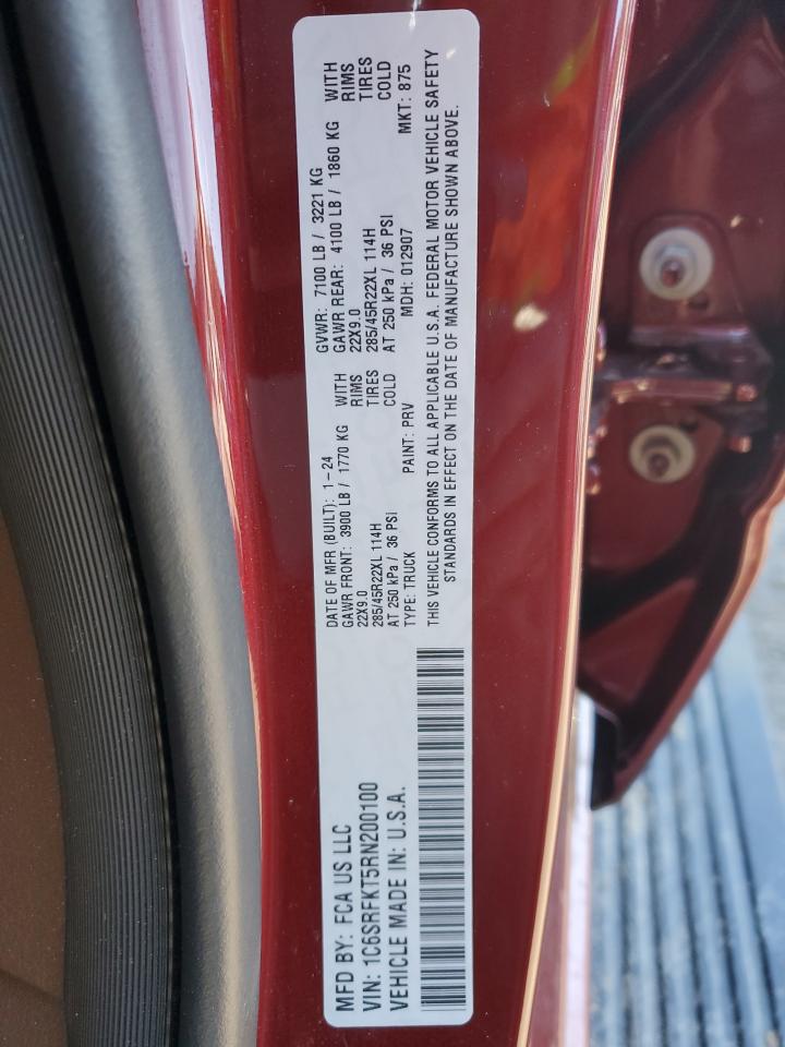 2024 RAM 1500 LONGHORN VIN:1C6SRFKT5RN200100