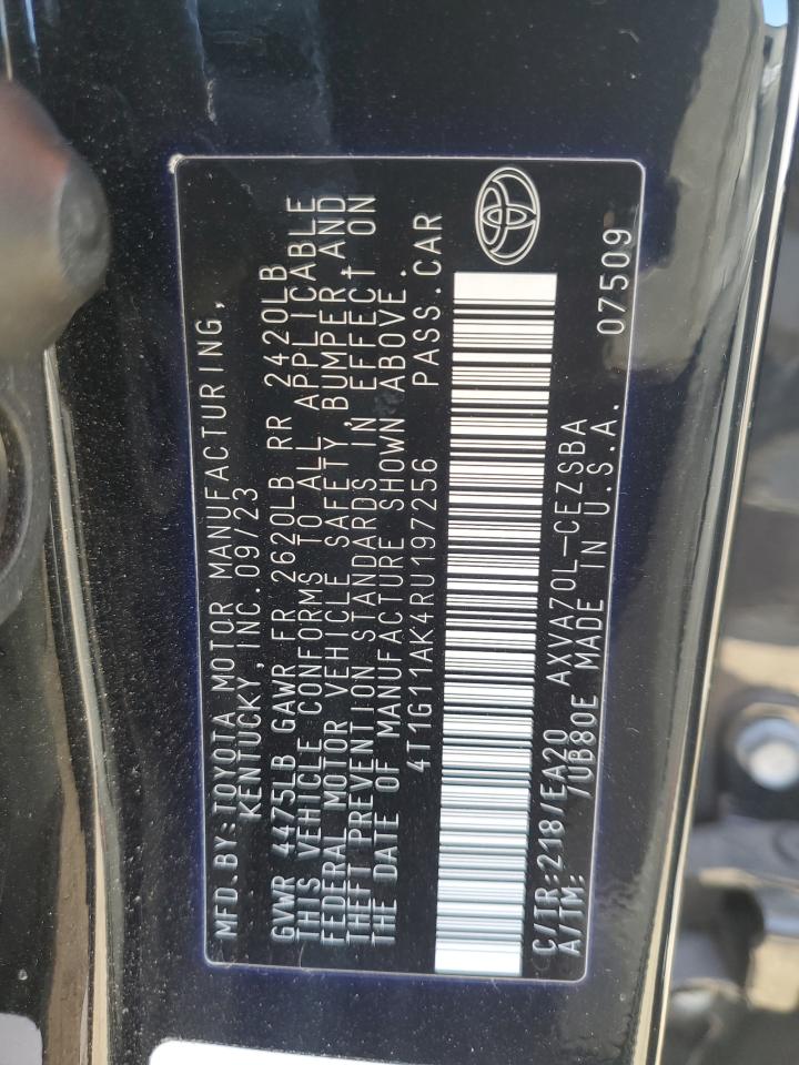 2024 TOYOTA CAMRY SE NIGHT SHADE VIN:4T1G11AK4RU197256