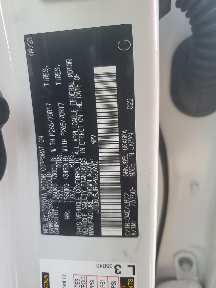 2023 TOYOTA 4RUNNER SE VIN:JTENU5JR5P6209421