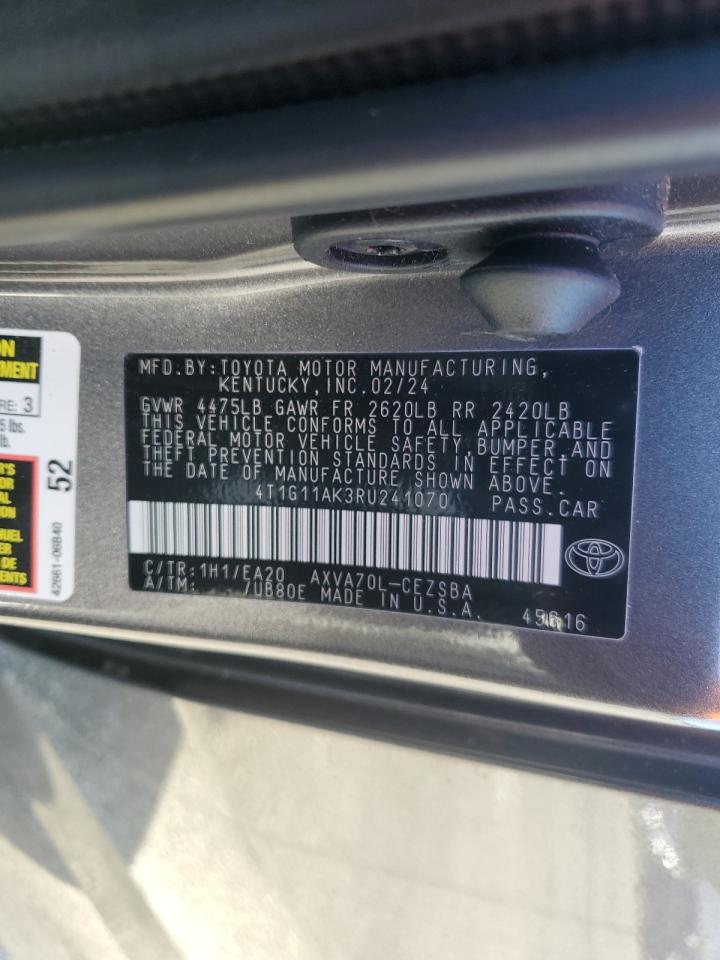 2024 TOYOTA CAMRY SE NIGHT SHADE VIN:4T1G11AK3RU241070