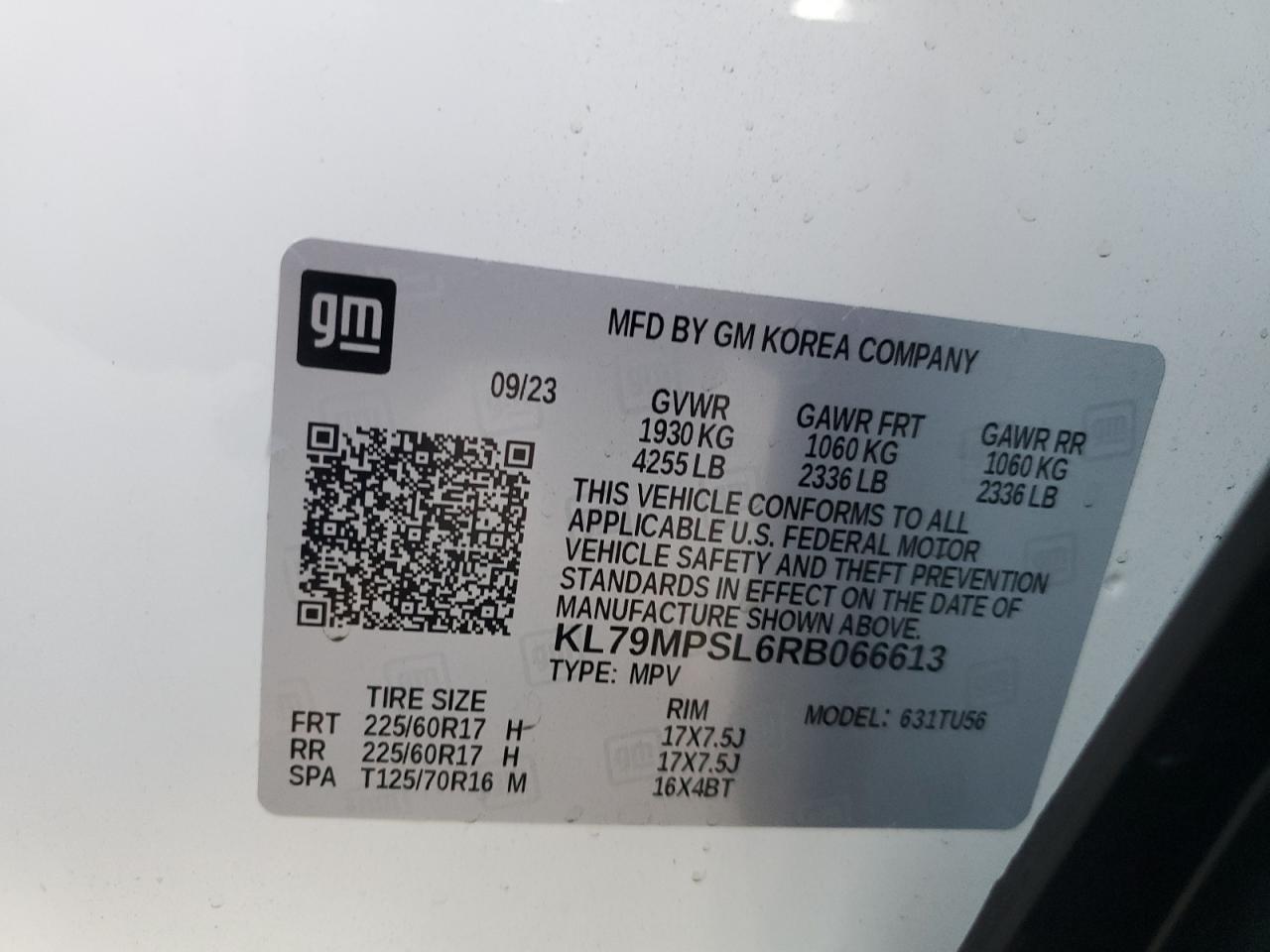 2024 CHEVROLET TRAILBLAZER LT VIN:KL79MPSL6RB066613